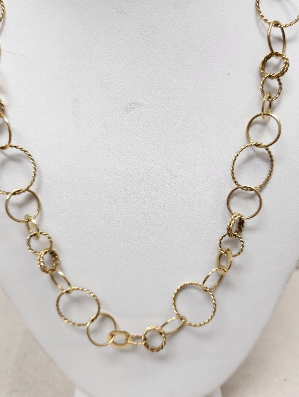 Necklace C^A Vermeil  Sterling Silver 925 Gold Tone Alternating Circles 20"